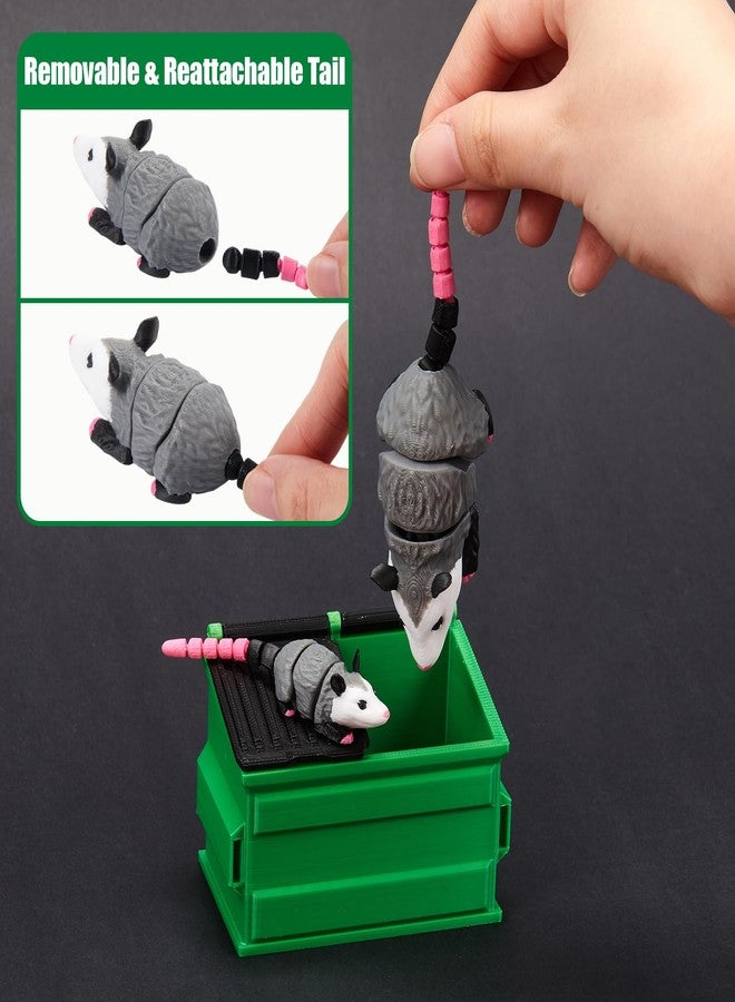 Soulchen 3D Printed Animals Articulating Opossum Dumpster Pencil Holder Funny Trashcan Desk Accessories Organizer Novelty Fidget Decorations Gifts Birthday Party Favors Home Office Decor - Image 5